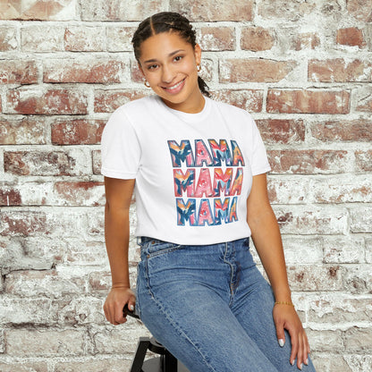 Stacked MAMA Comfort Colors Tee | Bold Retro Mom Shirt, Cute Mom Life Gift, Colorful Graphic Shirt for Moms, Oversized Fit Option, New Mom