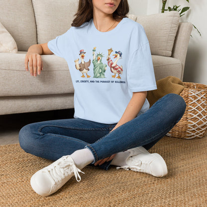 Liberty Ducks Patriotic T-Shirt — 'Life, Liberty & the Pursuit of Silliness' Cartoon Tee