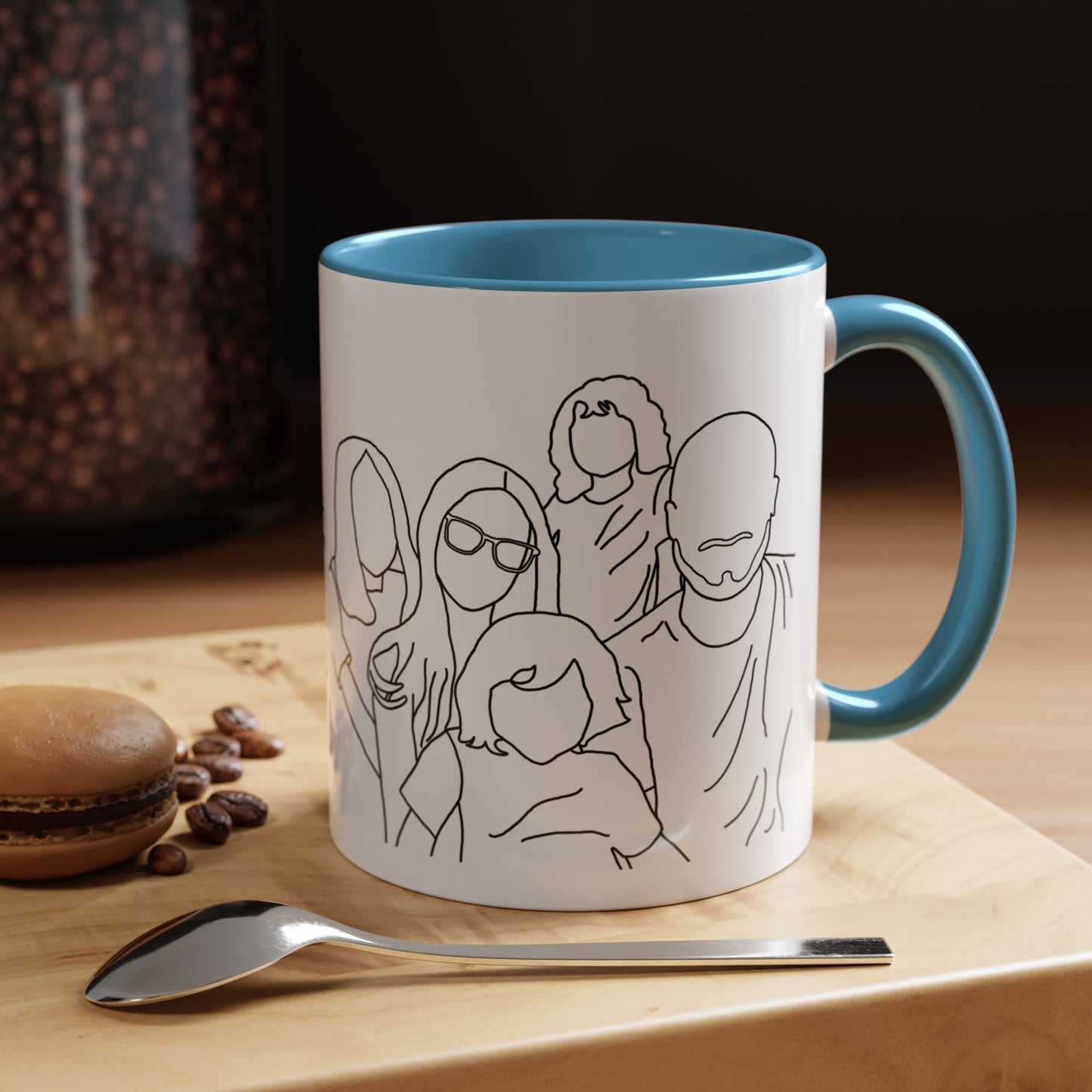 Personalized Family Portrait Mug, Custom Hand-Drawn Outline from Your Photo