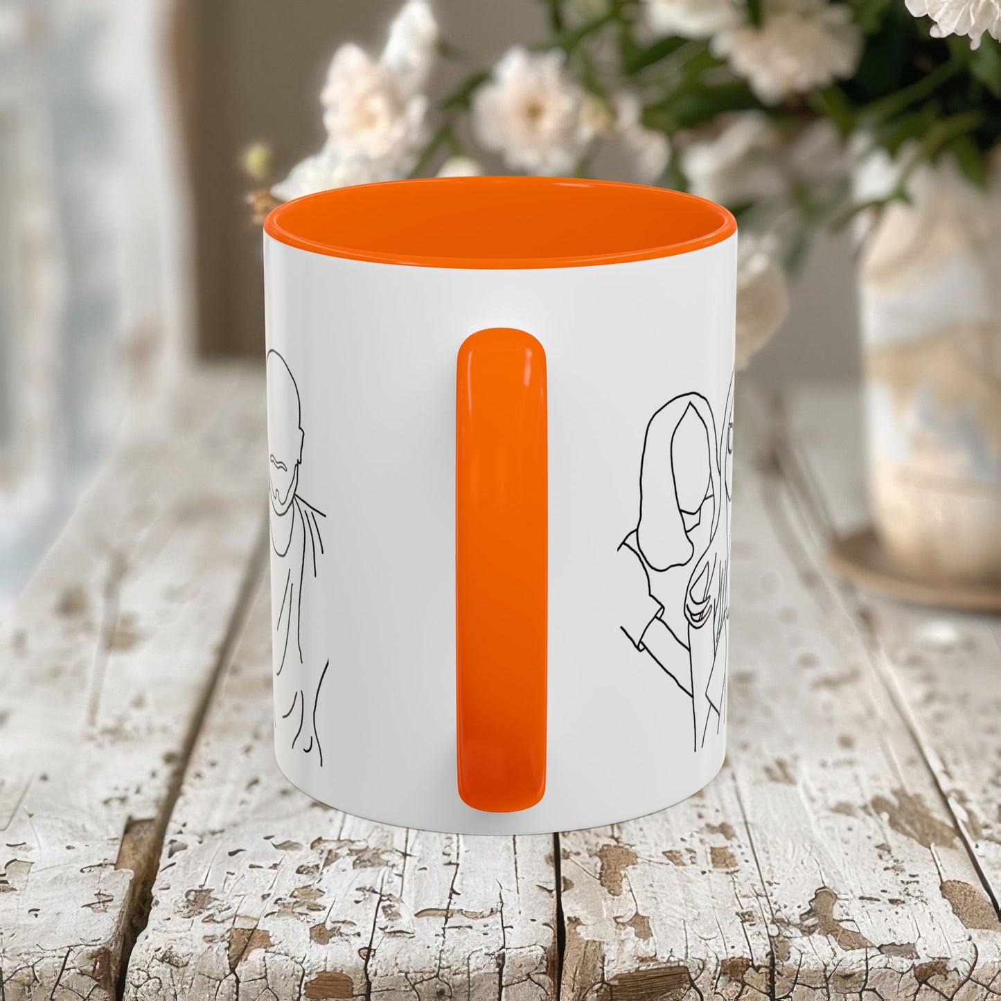 Personalized Family Portrait Mug, Custom Hand-Drawn Outline from Your Photo
