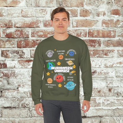 Neurodiverse Universe Crewneck Sweatshirt, Autism Acceptance Shirt, Mental Health Awareness, Choose to Include Tee Gift For Him or Her