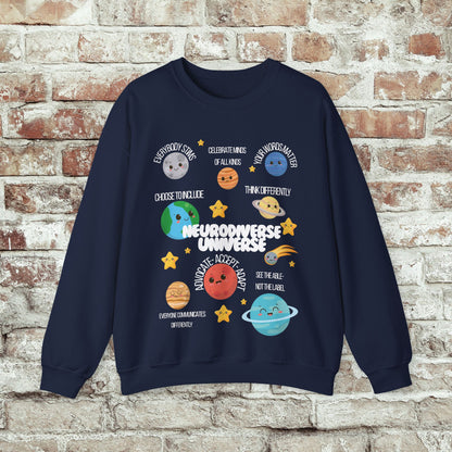 Neurodiverse Universe Crewneck Sweatshirt, Autism Acceptance Shirt, Mental Health Awareness, Choose to Include Tee Gift For Him or Her