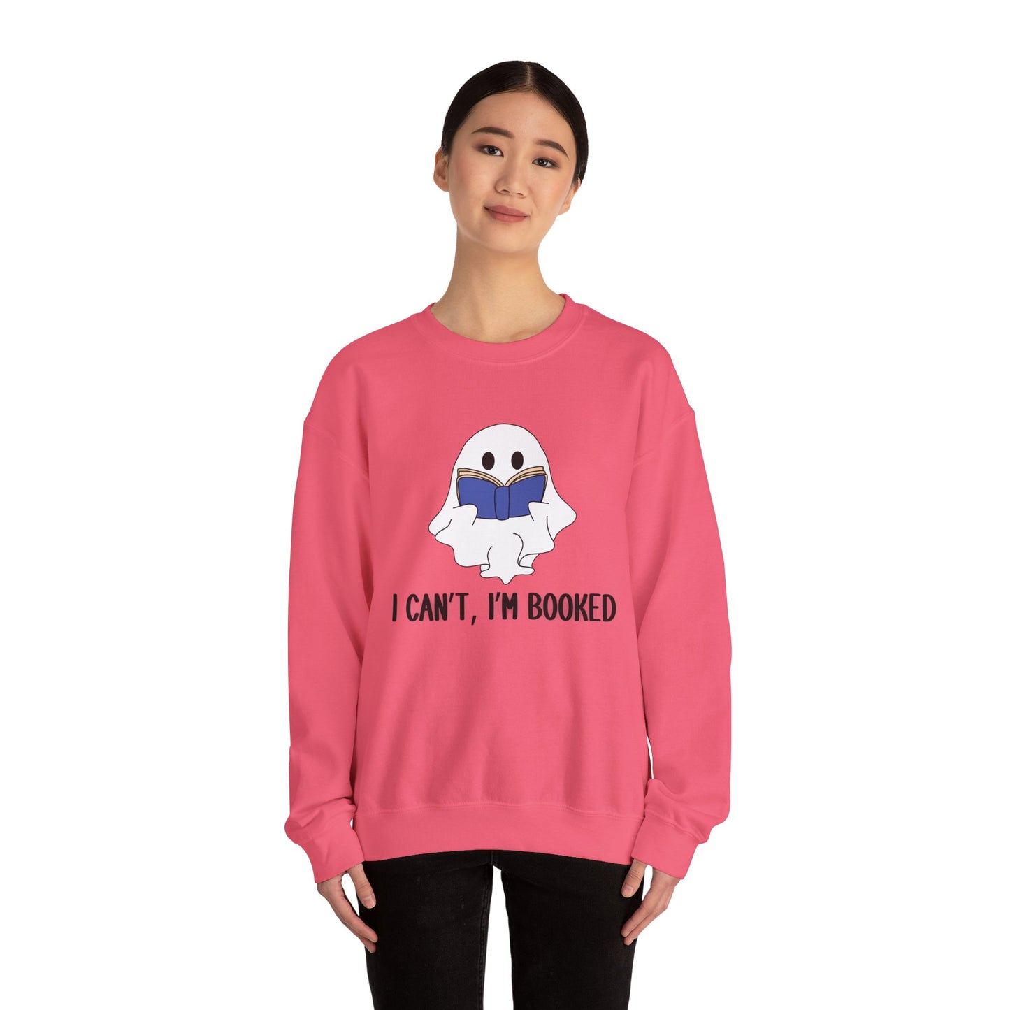 I Can't, I'm Booked, Ghost Crewneck Sweatshirt