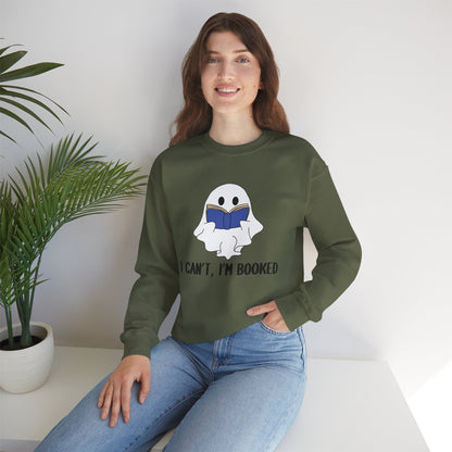 I Can't, I'm Booked, Ghost Crewneck Sweatshirt