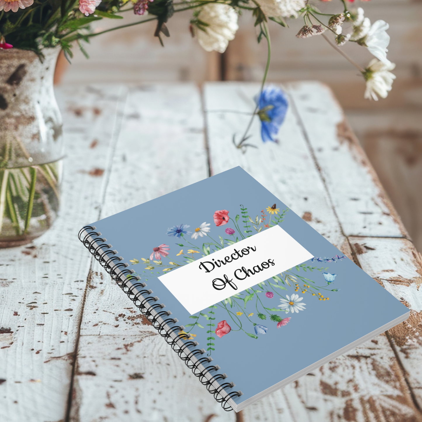 Personalizable Floral Spiral Notebook- 6" x 8"