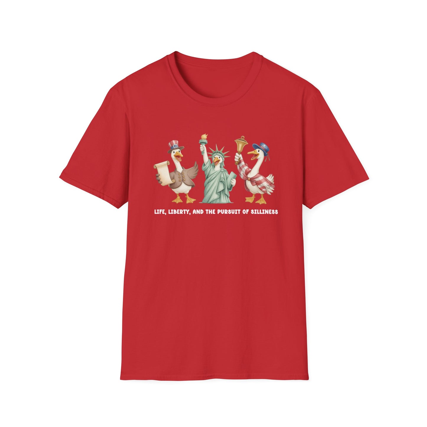 Liberty Ducks Patriotic T-Shirt — 'Life, Liberty & the Pursuit of Silliness' Cartoon Tee