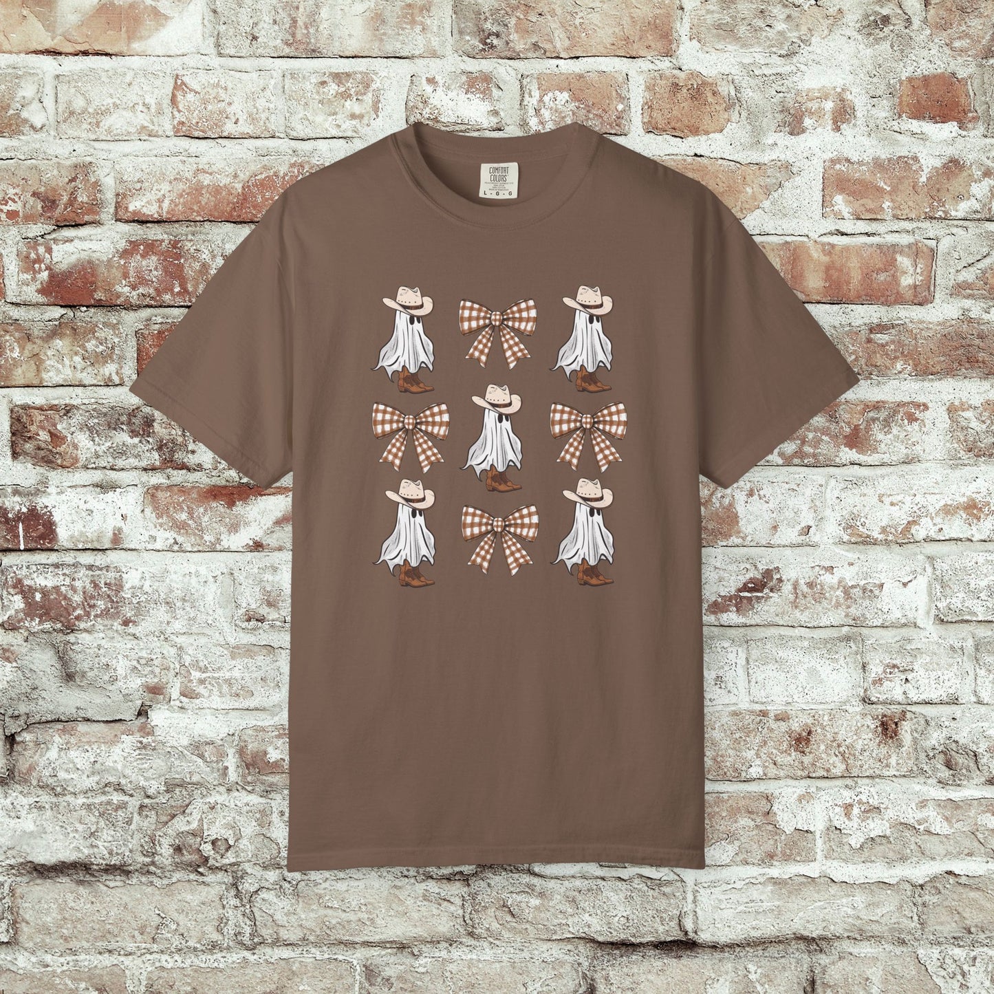 Cowboy Gingham Bow Ghost Halloween Tee
