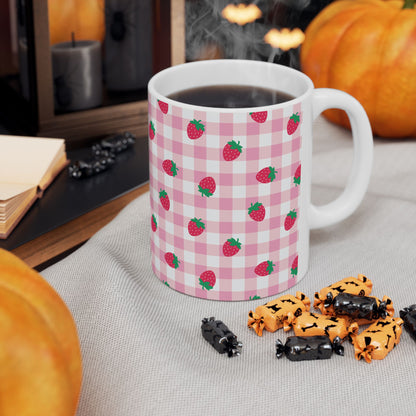 Whimsical Strawberry Ceramic Mug