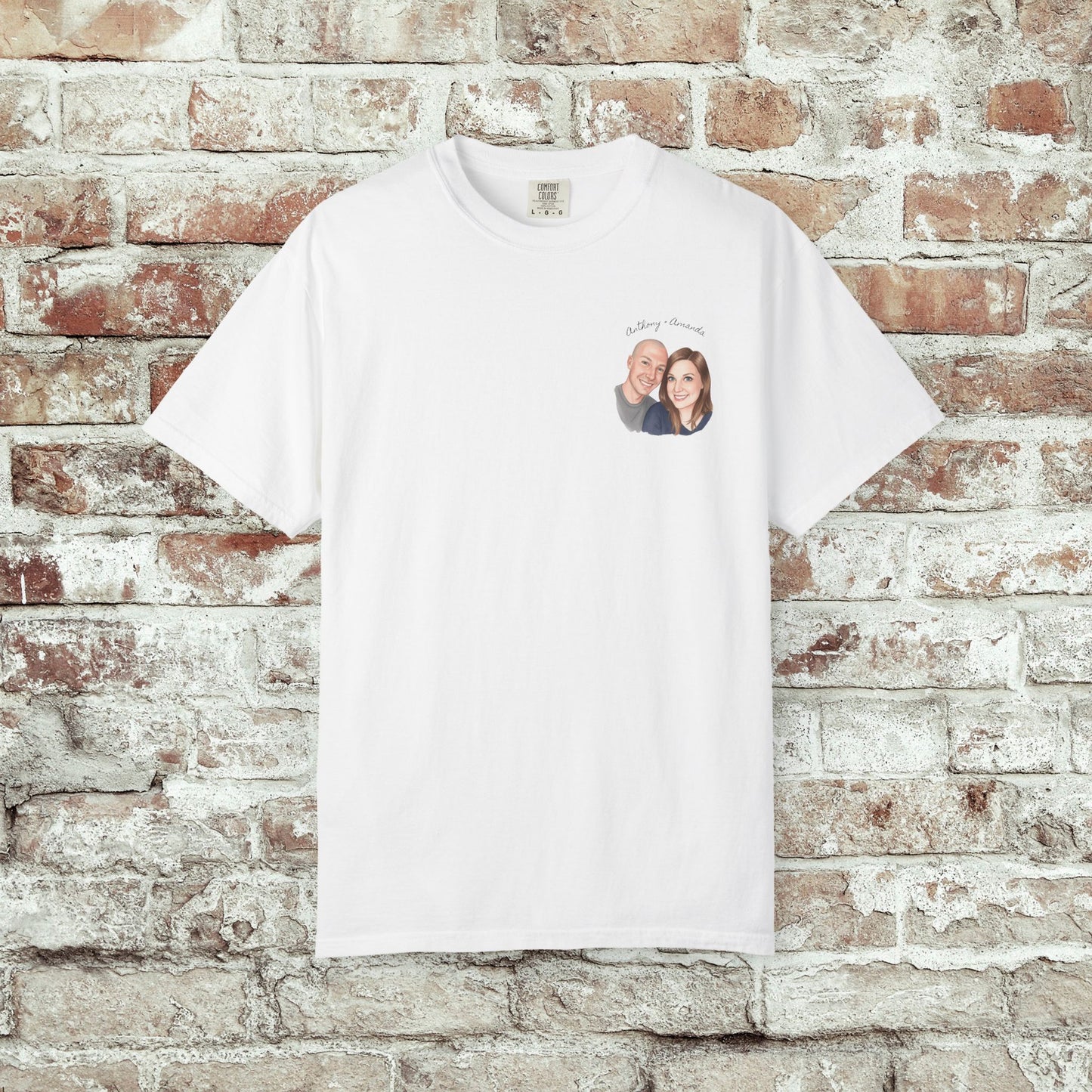 Photo Pocket Tee — Personalized Couple Portrait T‑Shirt