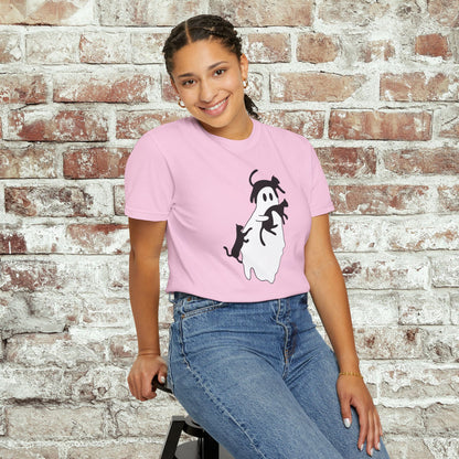Spooky Ghost & Black Cats Comfort Colors Tee