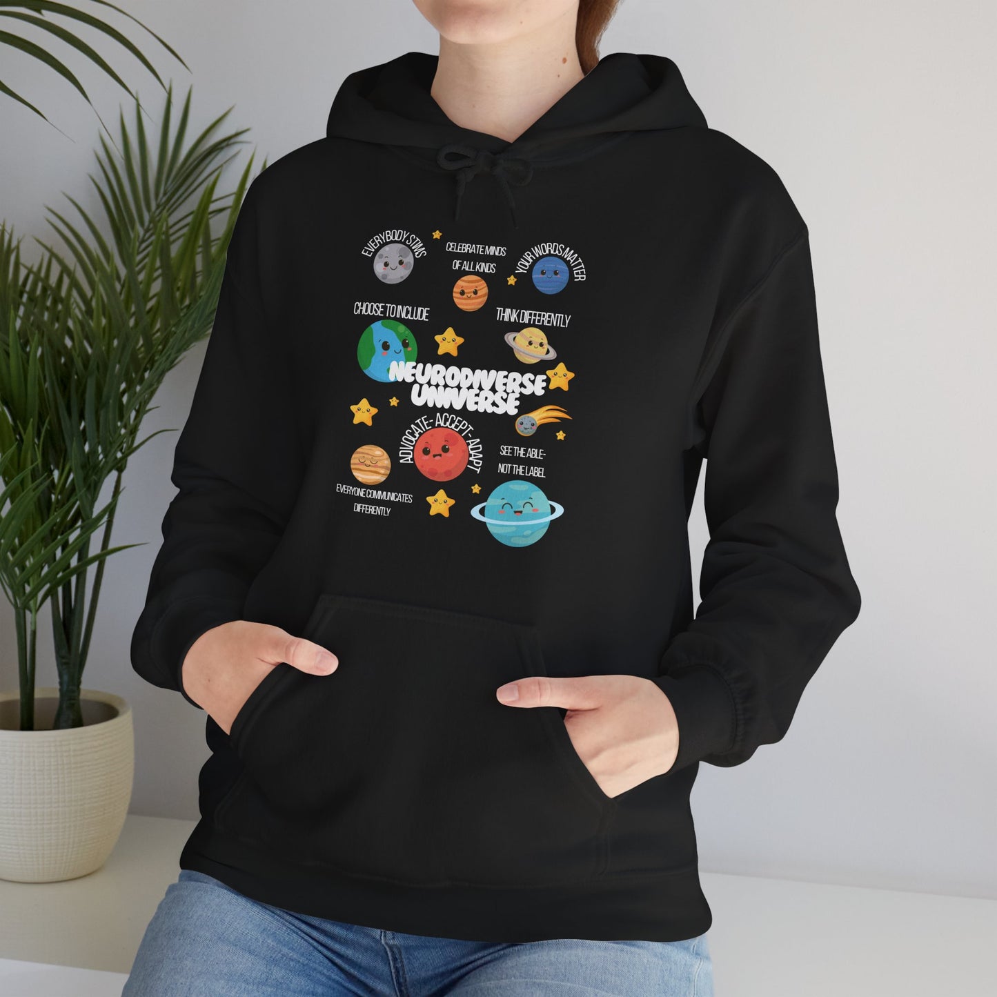 Neurodiverse Universe Unisex Hoodie, Inclusive Sweatshirt, Gift for Neurodiversity Awareness, Choose To Include, Teacher Parent Mom Dad Kid