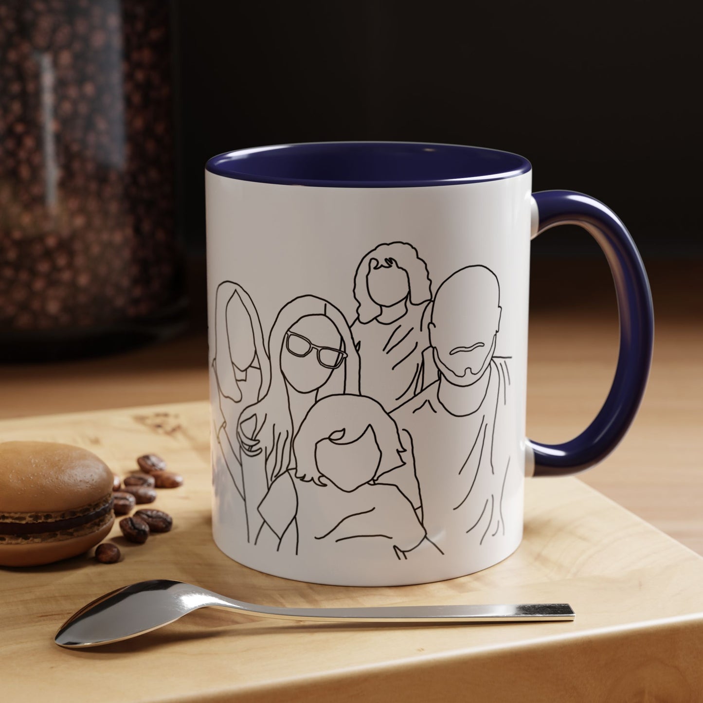 Personalized Family Portrait Mug, Custom Hand-Drawn Outline from Your Photo