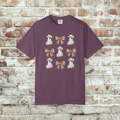Cowboy Gingham Bow Ghost Halloween Tee