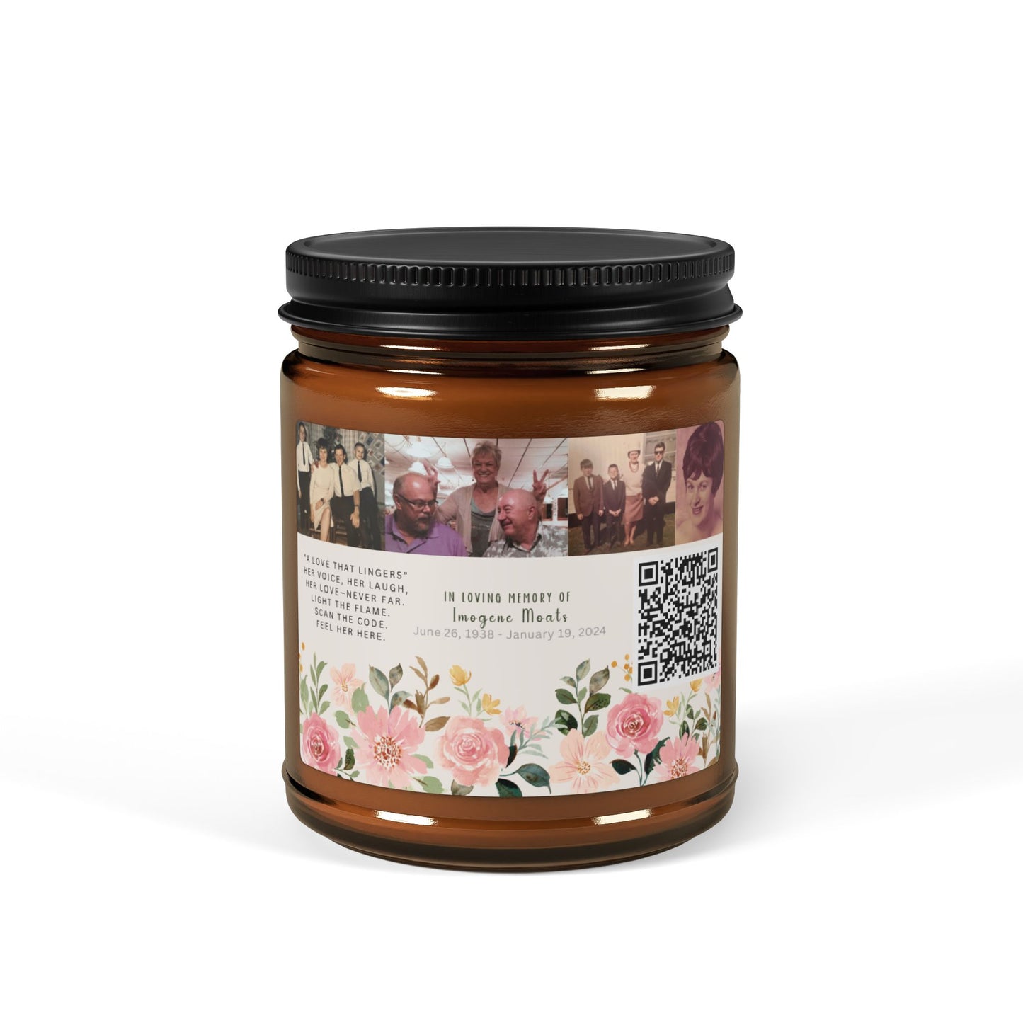 Memorial Soy Candle with Photo & QR Code