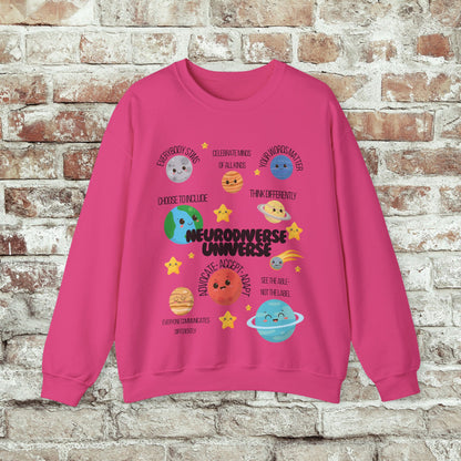 Neurodiverse Universe Crewneck Sweatshirt, Autism Acceptance Shirt, Mental Health Awareness, Choose to Include Tee Gift For Him or Her