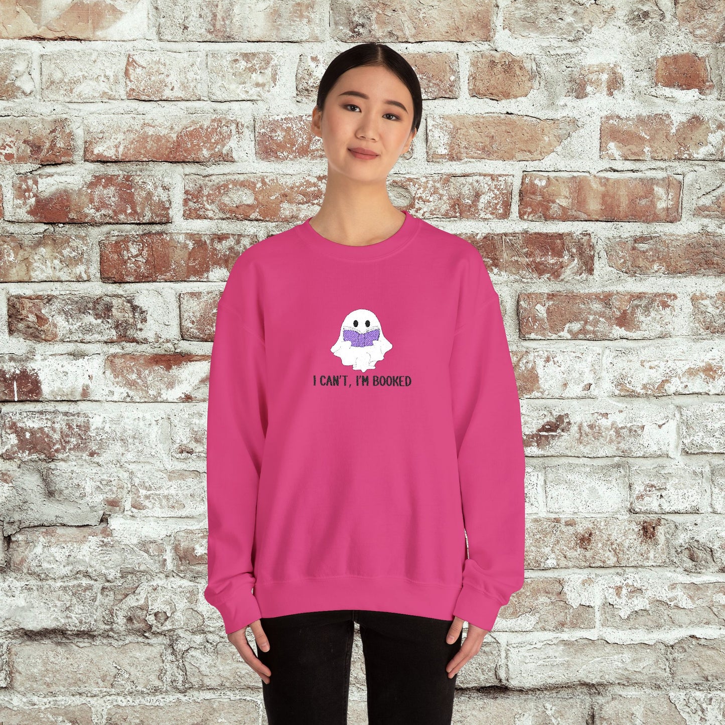 I Can't I'm Booked- EMBROIDERED Crewneck Sweatshirt