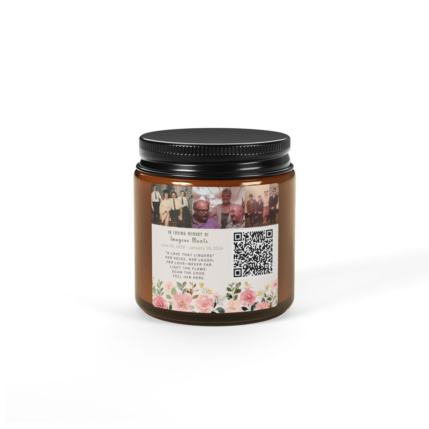 Memorial Soy Candle with Photo & QR Code