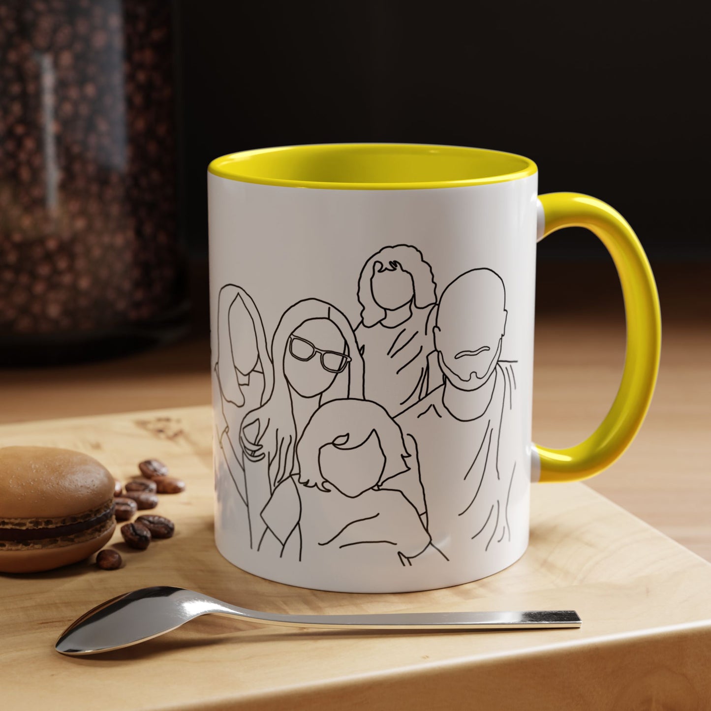 Personalized Family Portrait Mug, Custom Hand-Drawn Outline from Your Photo