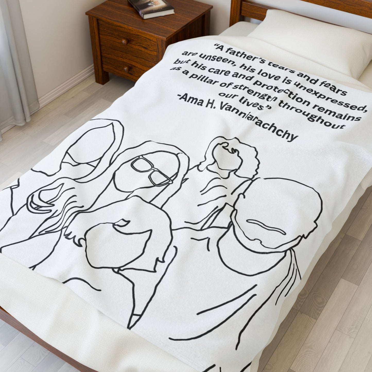 Custom Family Drawing Velveteen Plush Blanket