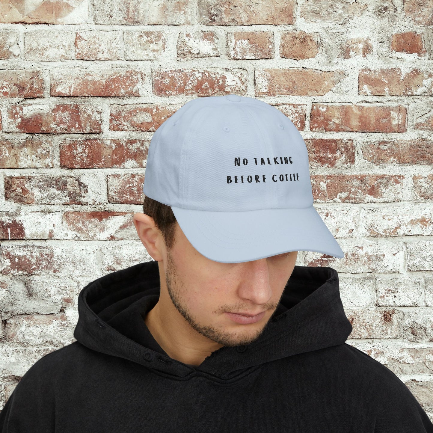 Embroidered Classic Dad Cap, No Talking Before Coffee Hat