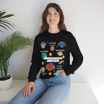 Neurodiverse Universe Crewneck Sweatshirt, Autism Acceptance Shirt, Mental Health Awareness, Choose to Include Tee Gift For Him or Her