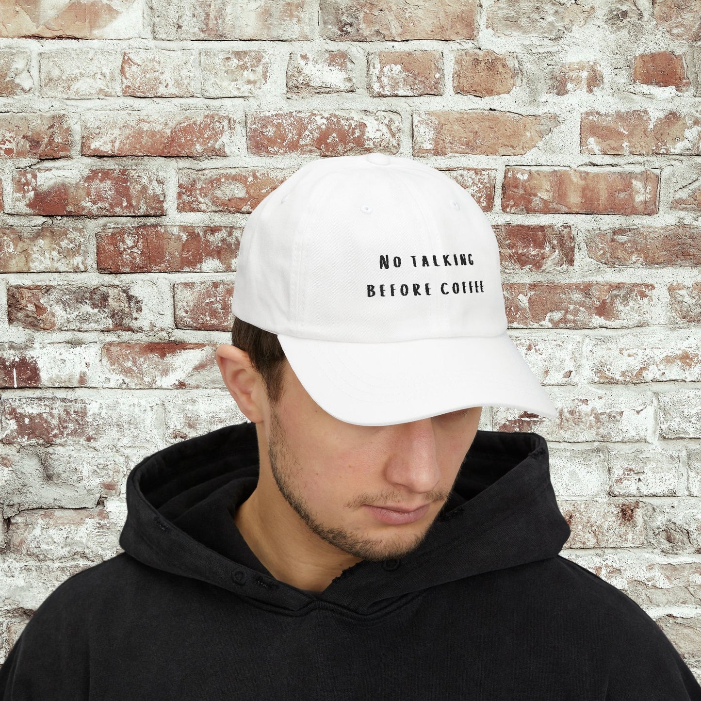 Embroidered Classic Dad Cap, No Talking Before Coffee Hat