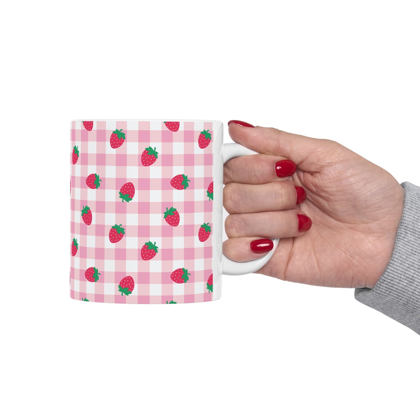 Whimsical Strawberry Ceramic Mug