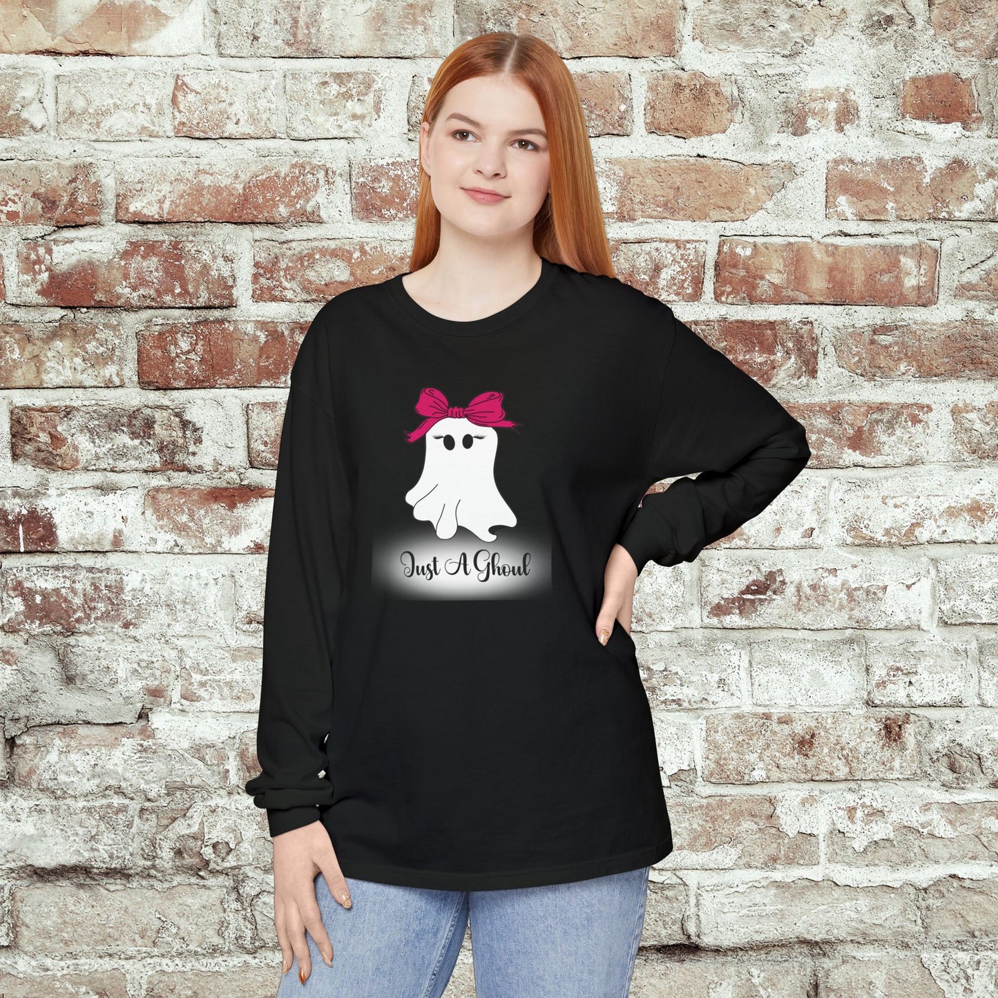 Just A Ghoul Long Sleeve Comfort Colors Shirt
