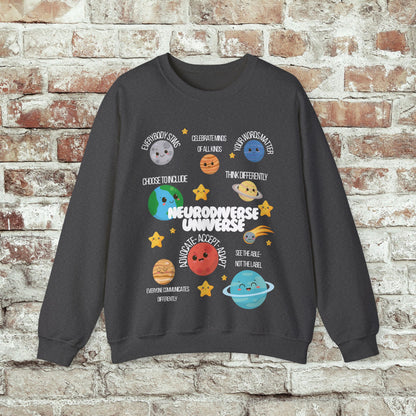 Neurodiverse Universe Crewneck Sweatshirt, Autism Acceptance Shirt, Mental Health Awareness, Choose to Include Tee Gift For Him or Her