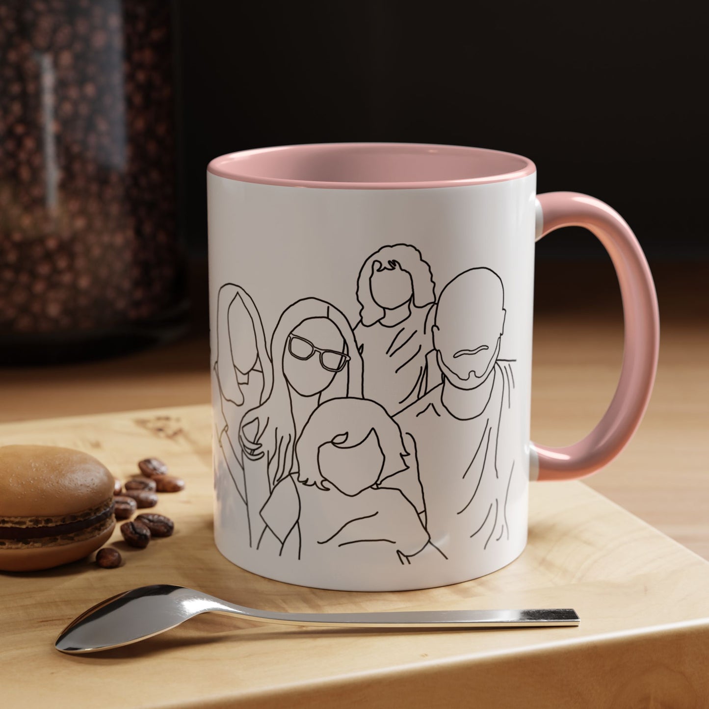Personalized Family Portrait Mug, Custom Hand-Drawn Outline from Your Photo
