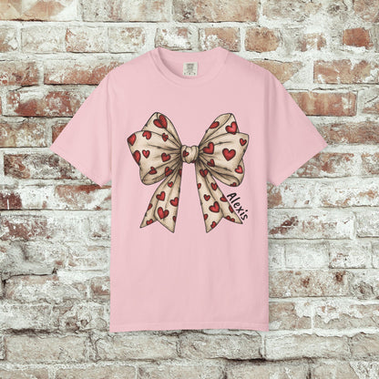 Personalizable Heart Bow T-Shirt — Cute Hand-Drawn Ribbon Design for Valentine's Day & Gifts