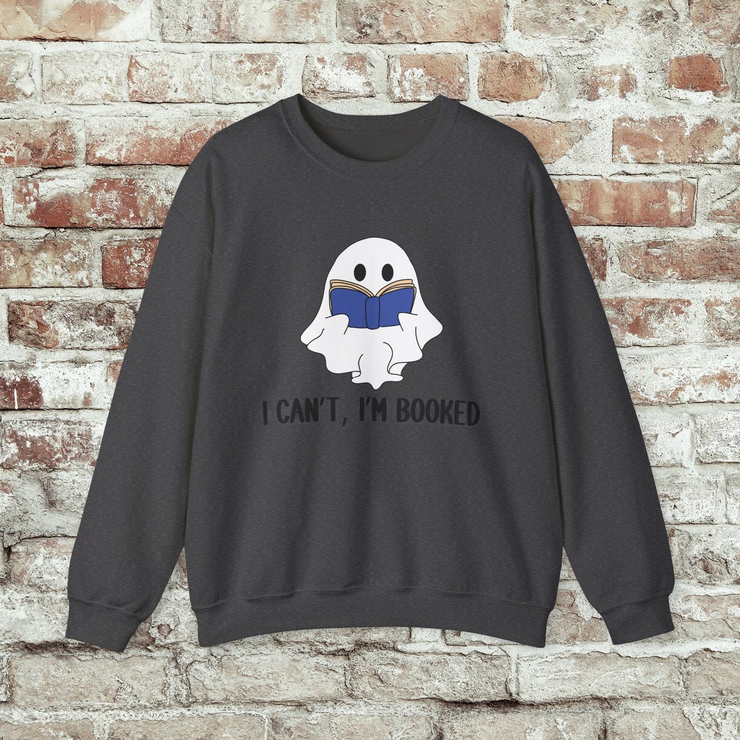 I Can't, I'm Booked, Ghost Crewneck Sweatshirt