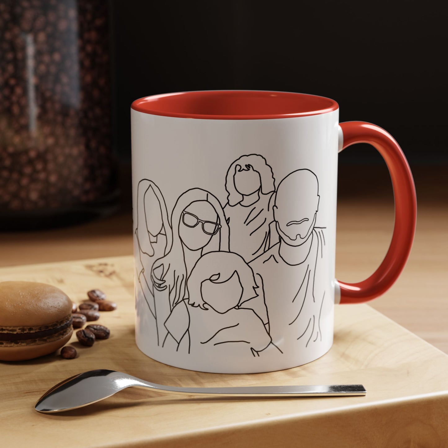 Personalized Family Portrait Mug, Custom Hand-Drawn Outline from Your Photo