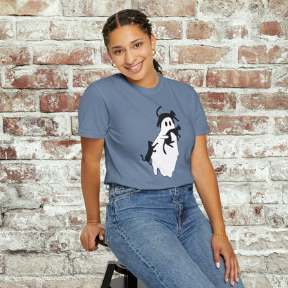 Spooky Ghost & Black Cats Comfort Colors Tee