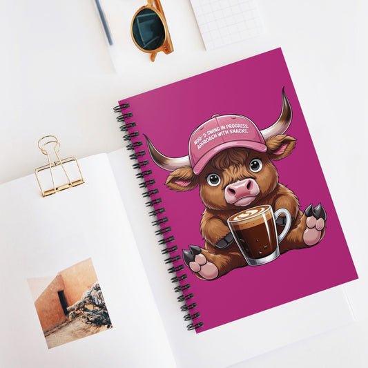 Cute Moody Cow Spiral Notebook- 6" x 8"