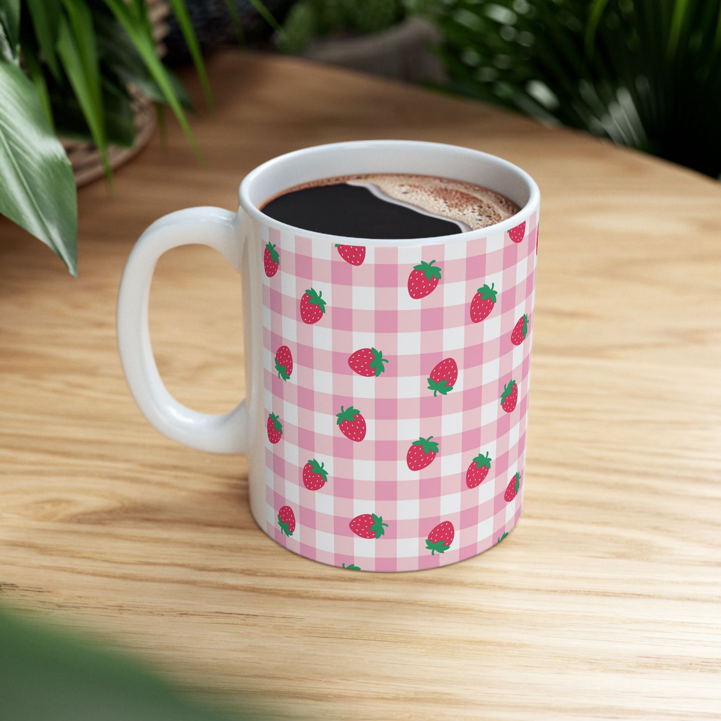 Whimsical Strawberry Ceramic Mug