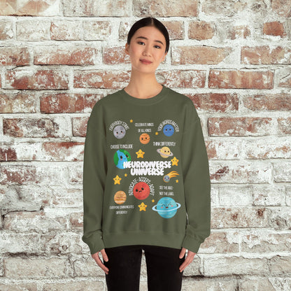 Neurodiverse Universe Crewneck Sweatshirt, Autism Acceptance Shirt, Mental Health Awareness, Choose to Include Tee Gift For Him or Her