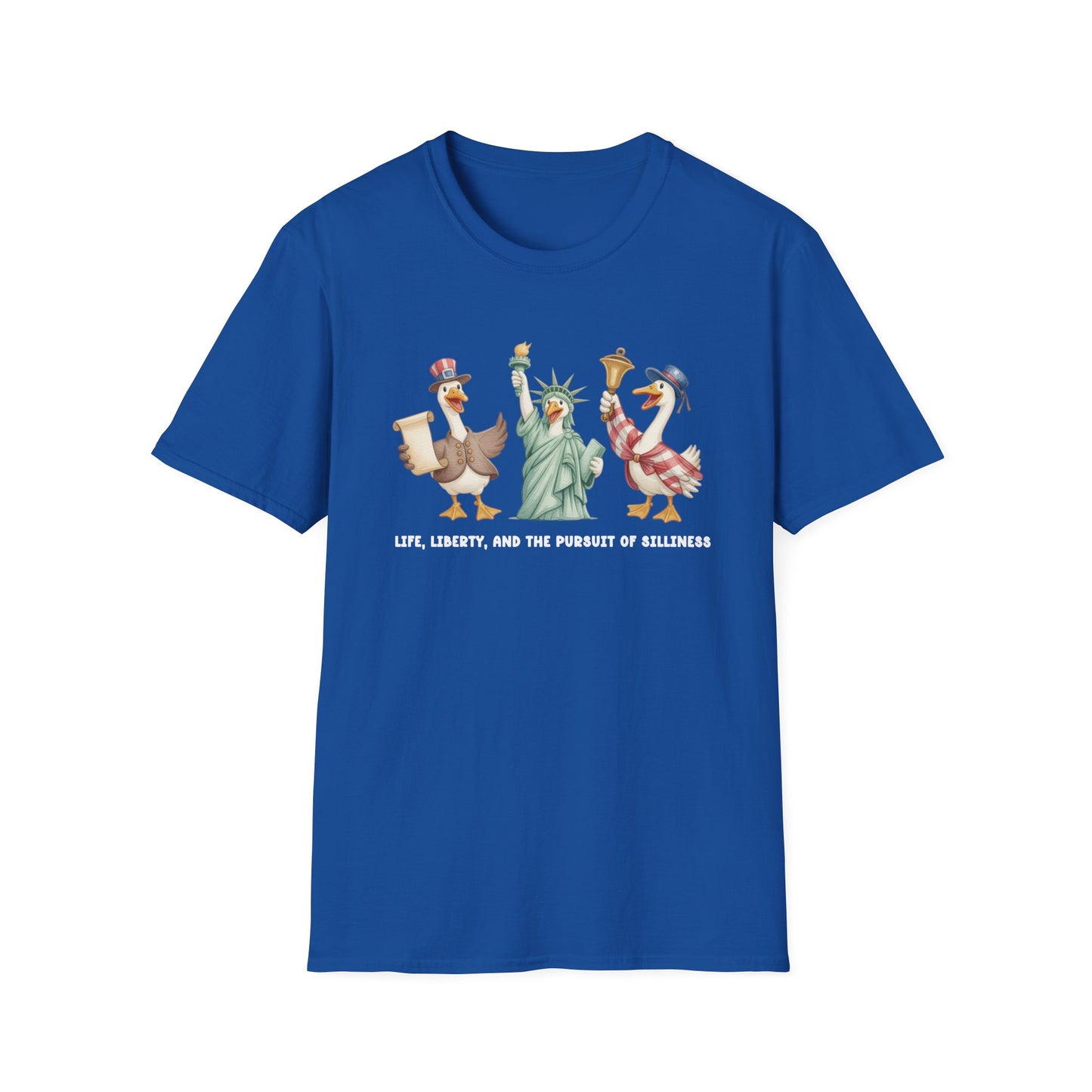 Liberty Ducks Patriotic T-Shirt — 'Life, Liberty & the Pursuit of Silliness' Cartoon Tee
