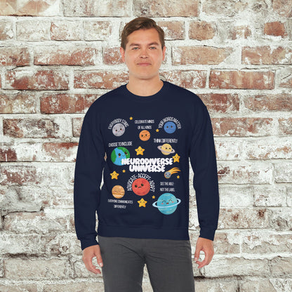 Neurodiverse Universe Crewneck Sweatshirt, Autism Acceptance Shirt, Mental Health Awareness, Choose to Include Tee Gift For Him or Her