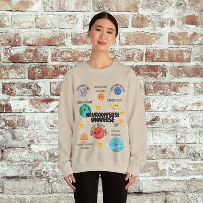 Neurodiverse Universe Crewneck Sweatshirt, Autism Acceptance Shirt, Mental Health Awareness, Choose to Include Tee Gift For Him or Her