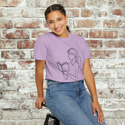 Reading Girl Outline T-Shirt