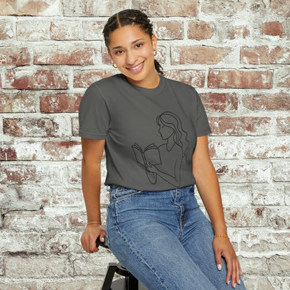 Reading Girl Outline T-Shirt