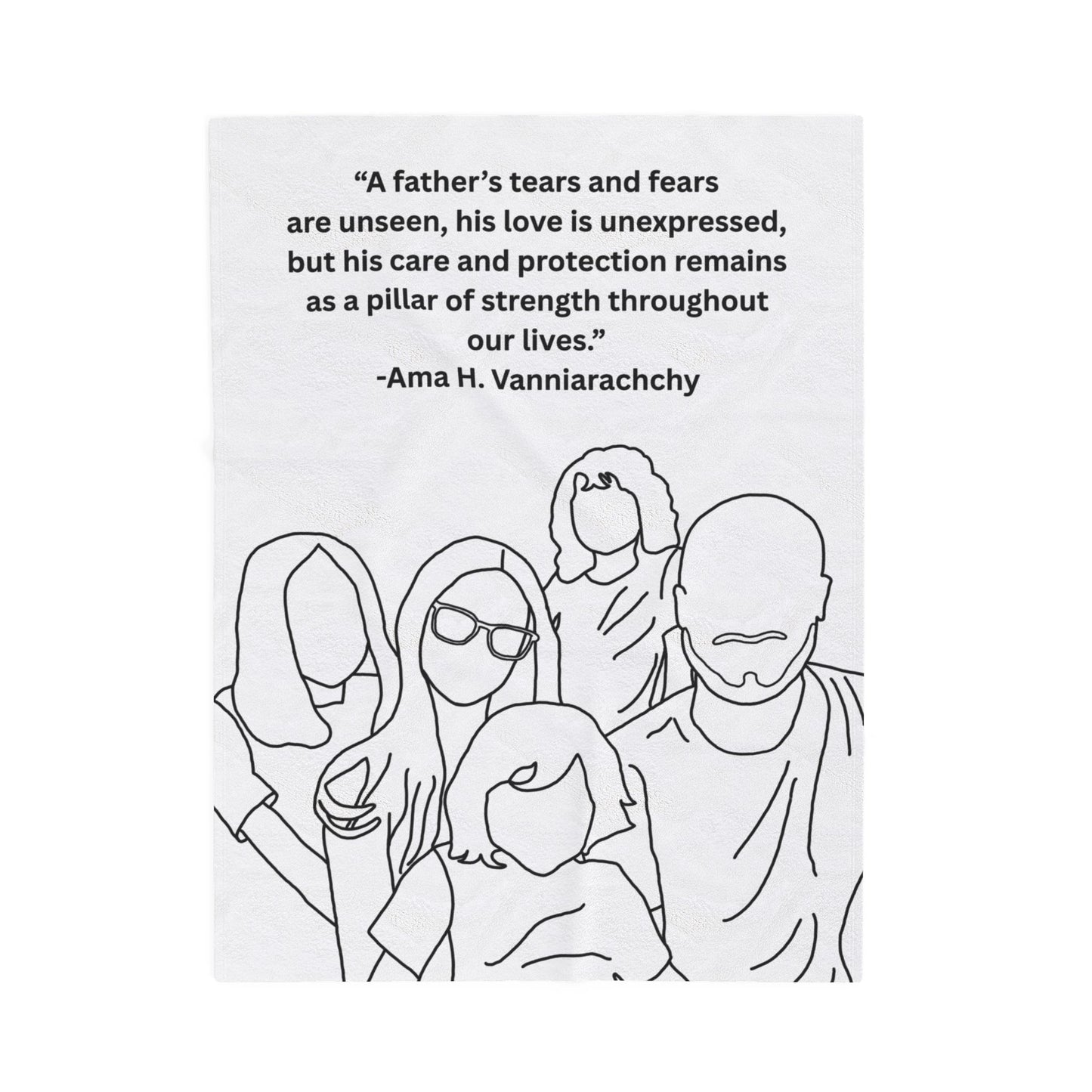 Custom Family Drawing Velveteen Plush Blanket