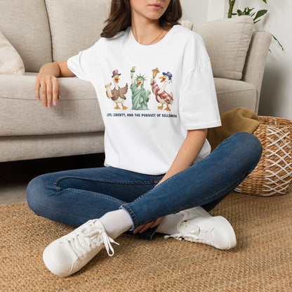 Liberty Ducks Patriotic T-Shirt — 'Life, Liberty & the Pursuit of Silliness' Cartoon Tee