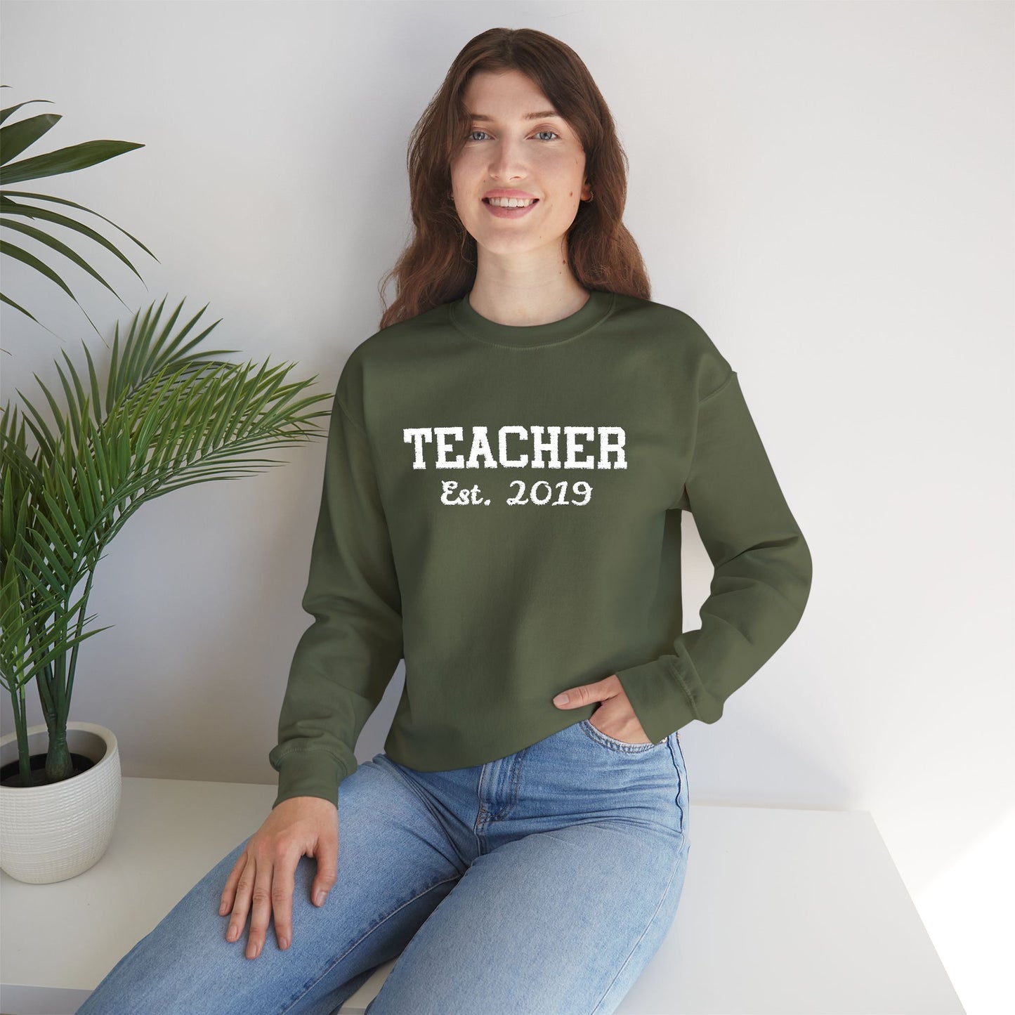 Embroidered Teacher Established (Custom Date) Sweatshirt