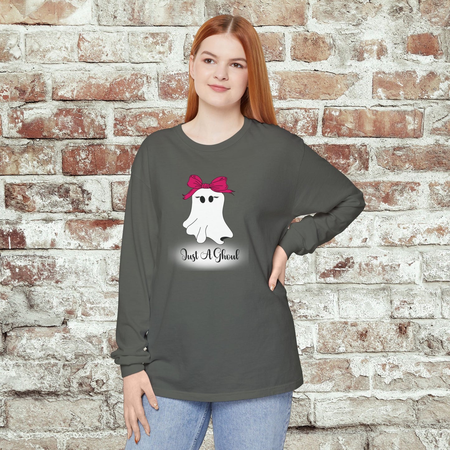 Just A Ghoul Long Sleeve Comfort Colors Shirt
