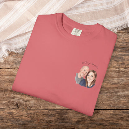 Photo Pocket Tee — Personalized Couple Portrait T‑Shirt