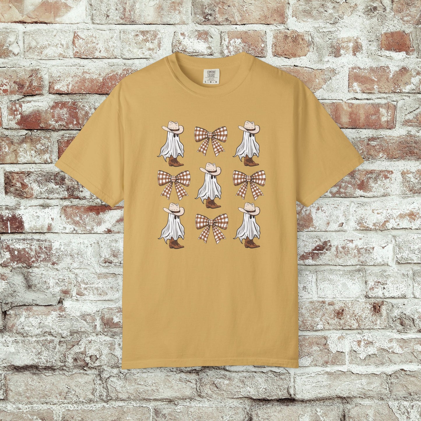 Cowboy Gingham Bow Ghost Halloween Tee