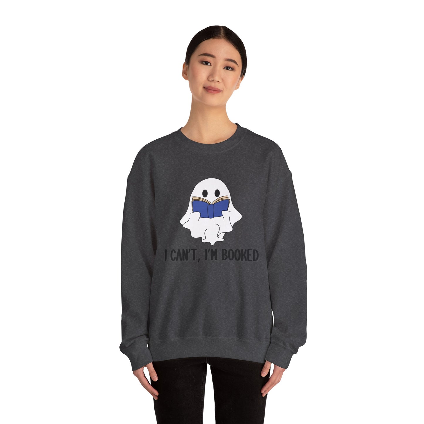 I Can't, I'm Booked, Ghost Crewneck Sweatshirt