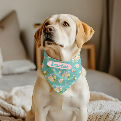 Clip-on Pet Bandana - Personalized Floral Design for Dogs and Cats